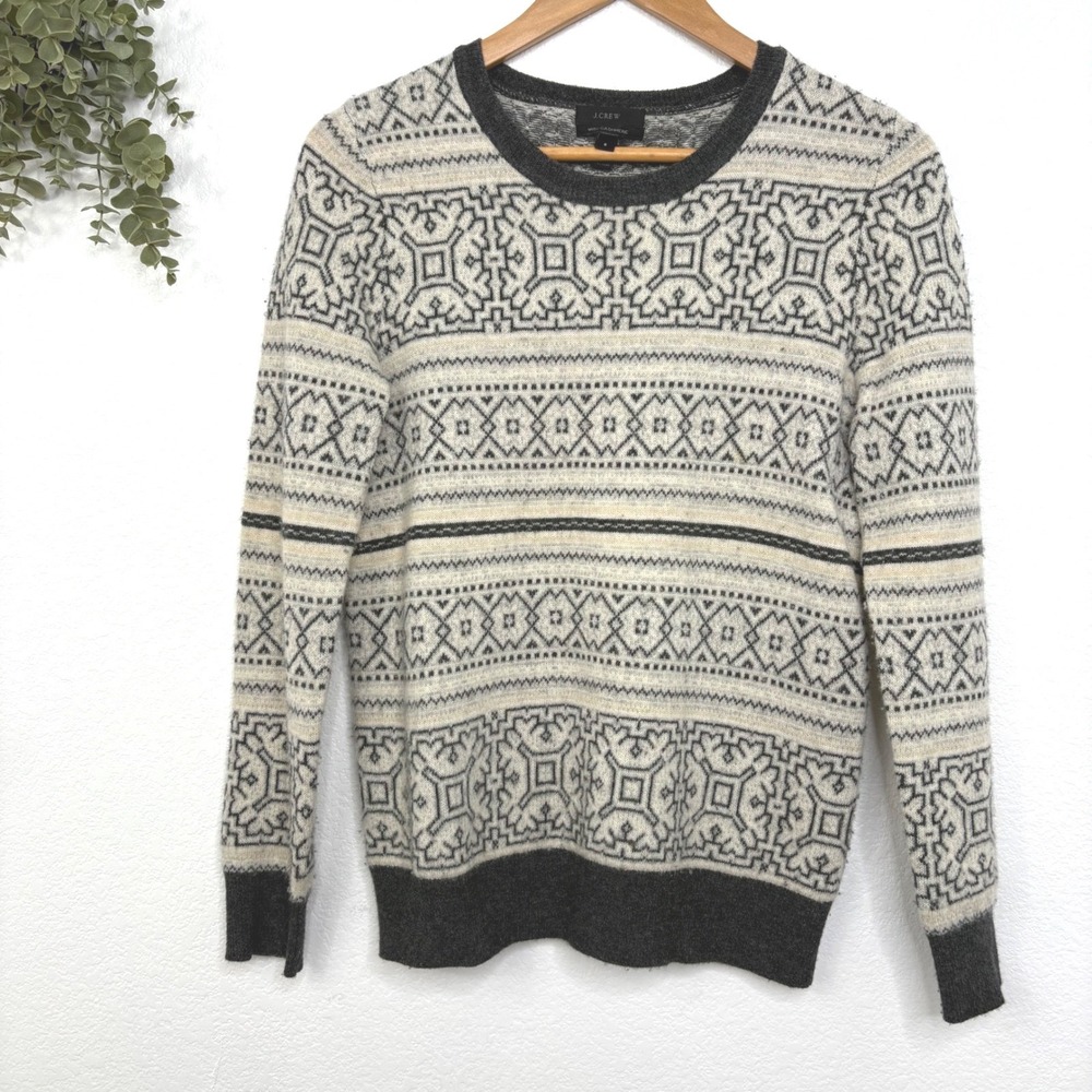 J Crew Fair Isle Sweater Womens Sizeβ S Wool Cashmere Blend Crew Neck Pullover